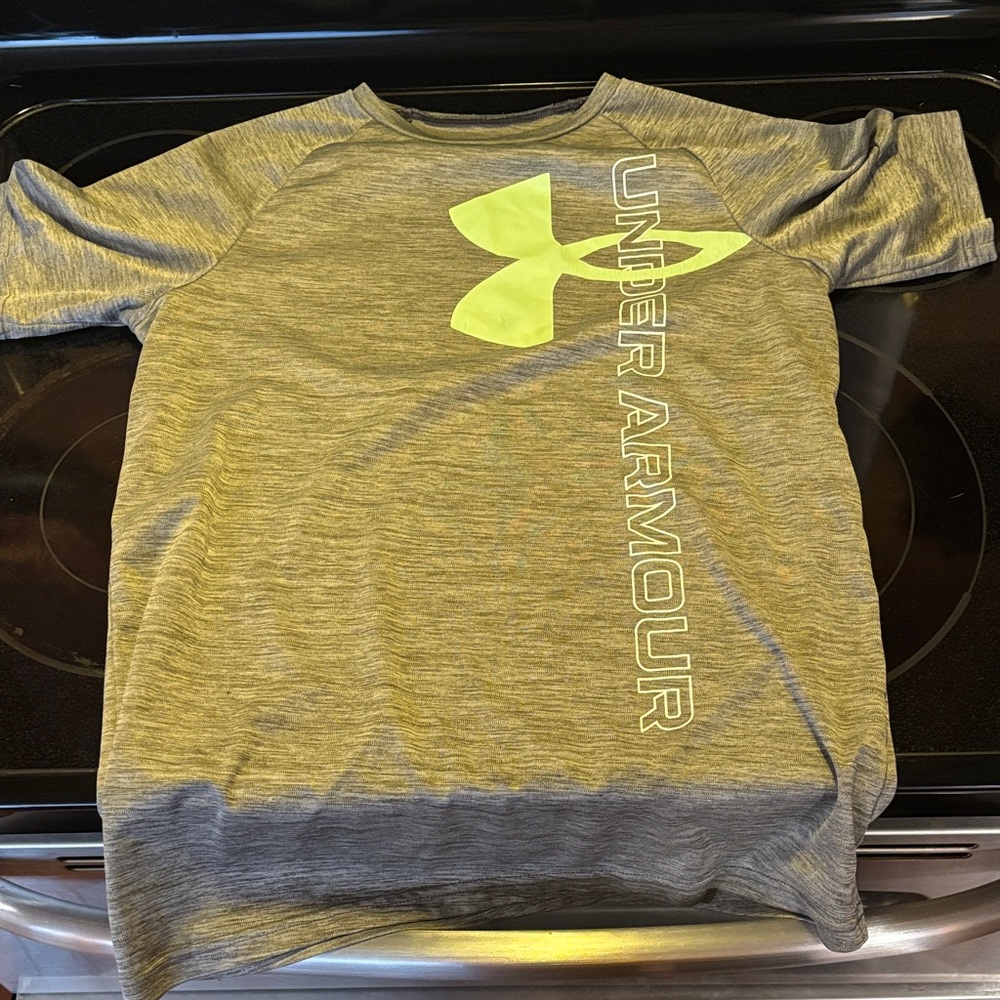 Under Armour Heather Gray Tee with Neon Logo